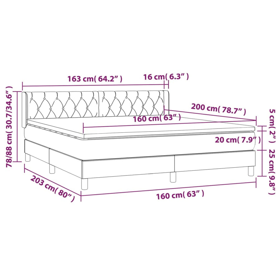 Boxspring Met Matras Stof Blauw 160 x 200 cm Getuft ontwerp