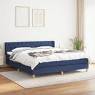 Boxspring Met Matras Stof Blauw 160 x 200 cm Getuft ontwerp