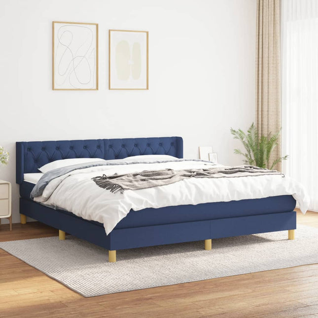 Boxspring Met Matras Stof Blauw 160 x 200 cm Getuft ontwerp