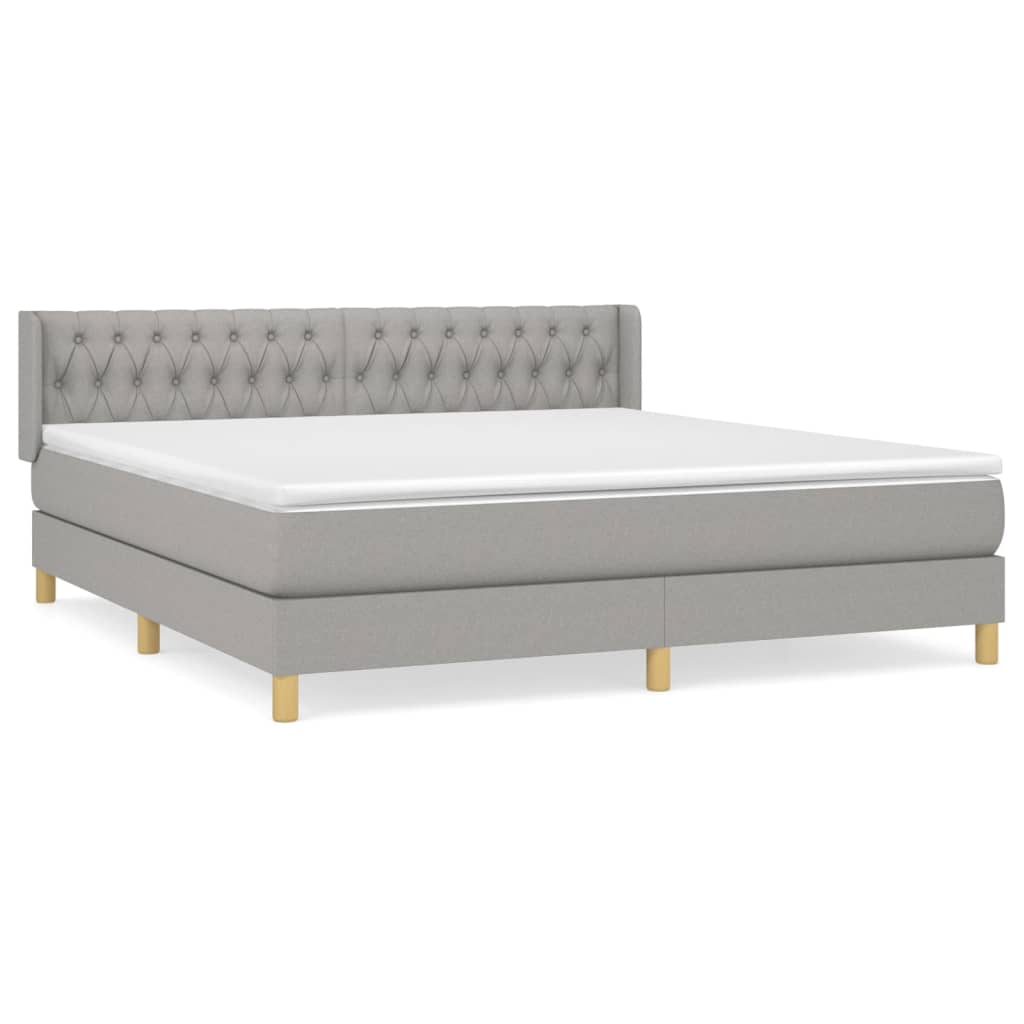Boxspring Met Matras Stof Lichtgrijs 180 x 200 cm Getuft ontwerp