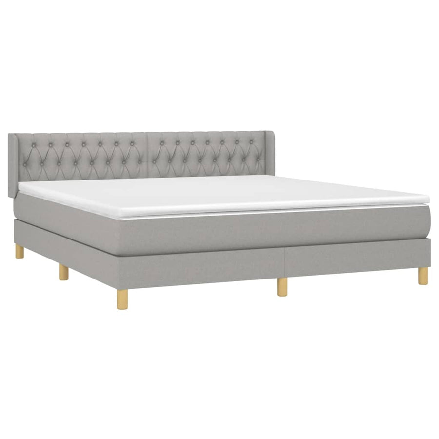 Boxspring Met Matras Stof Lichtgrijs 180 x 200 cm Getuft ontwerp