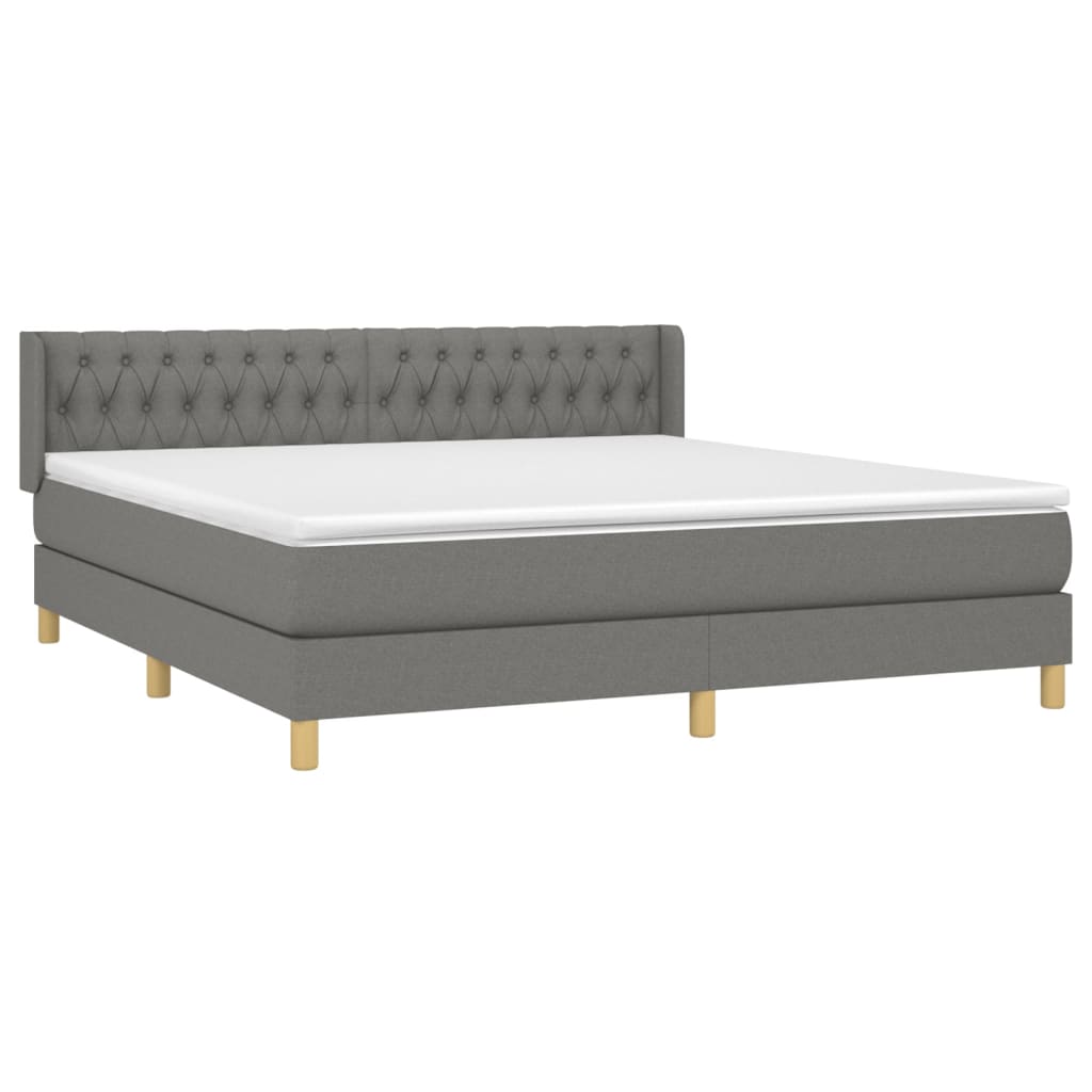 Boxspring Met Matras Stof Donkergrijs 180 x 200 cm Getuft ontwerp