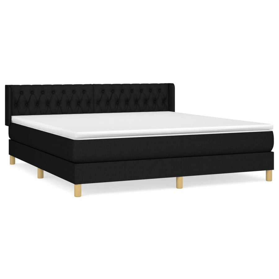 Boxspring Met Matras Stof Zwart 180 x 200 cm Getuft ontwerp