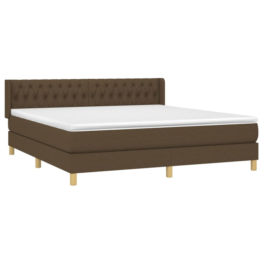 Boxspring Met Matras Stof Donkerbruin 180 x 200 cm Getuft ontwerp