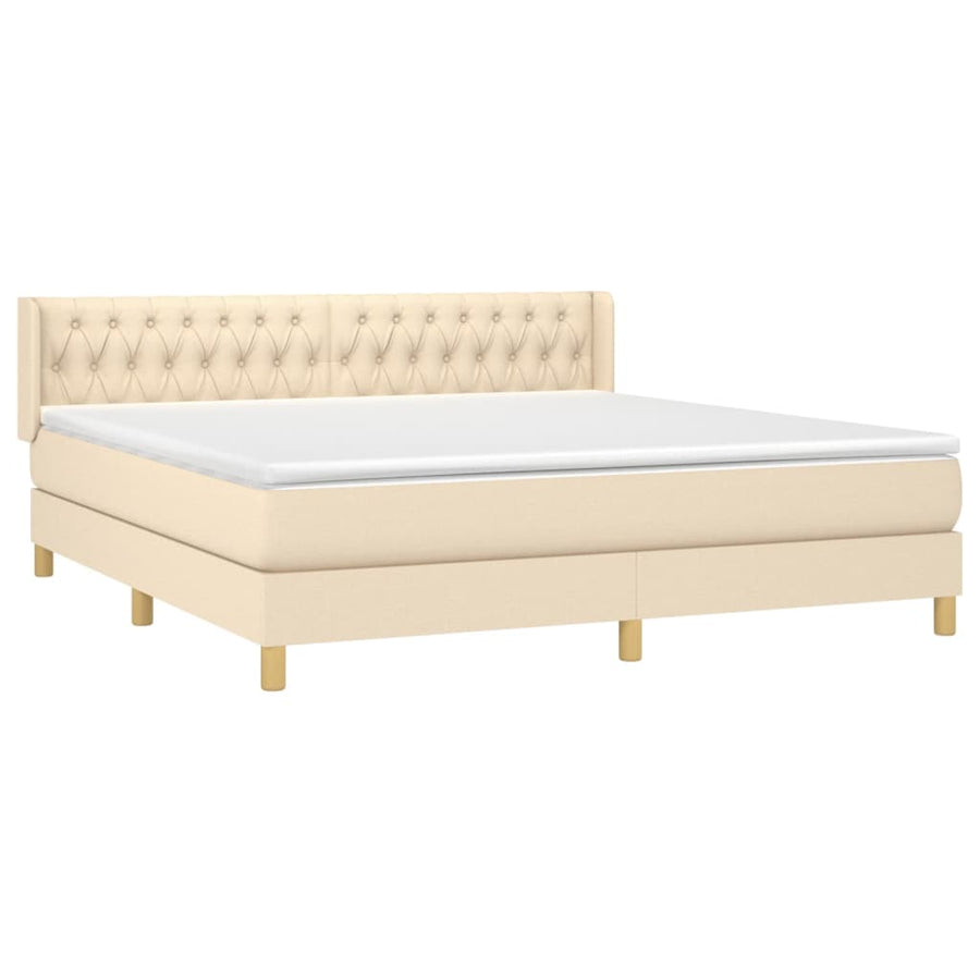 Boxspring Met Matras Stof Crèmekleurig 180X200 Cm 180 x 200 cm Getuft ontwerp