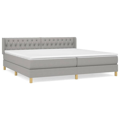 Boxspring Met Matras Stof Lichtgrijs 200 x 200 cm Getuft ontwerp