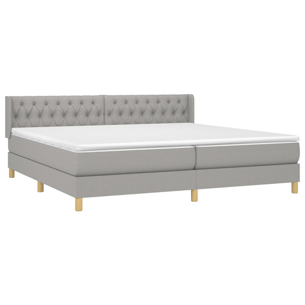 Boxspring Met Matras Stof Lichtgrijs 200 x 200 cm Getuft ontwerp