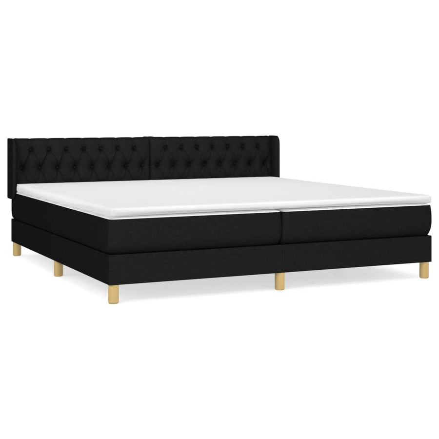 Boxspring Met Matras Stof Zwart 200 x 200 cm Getuft ontwerp