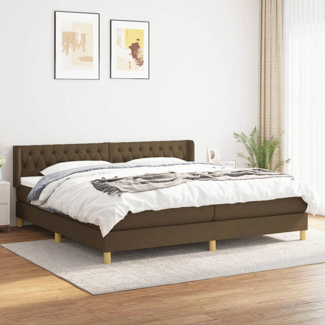 Boxspring Met Matras Stof Donkerbruin 200 x 200 cm Getuft ontwerp