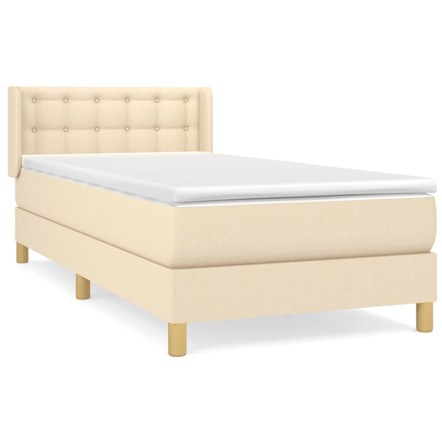 Boxspring met matras stof crèmekleurig 80x200 cm 80 x 200 cm Crème