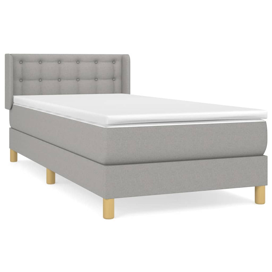 Boxspring Met Matras Stof Lichtgrijs 90 x 190 cm Knopen