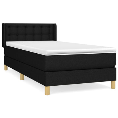 Boxspring Met Matras Stof Zwart 90 x 190 cm Knopen