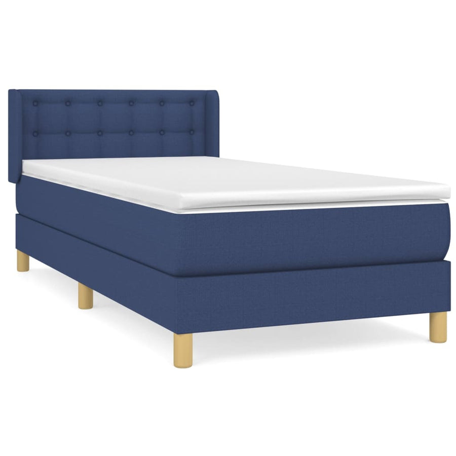 Boxspring Met Matras Stof Blauw 90 x 190 cm Knopen