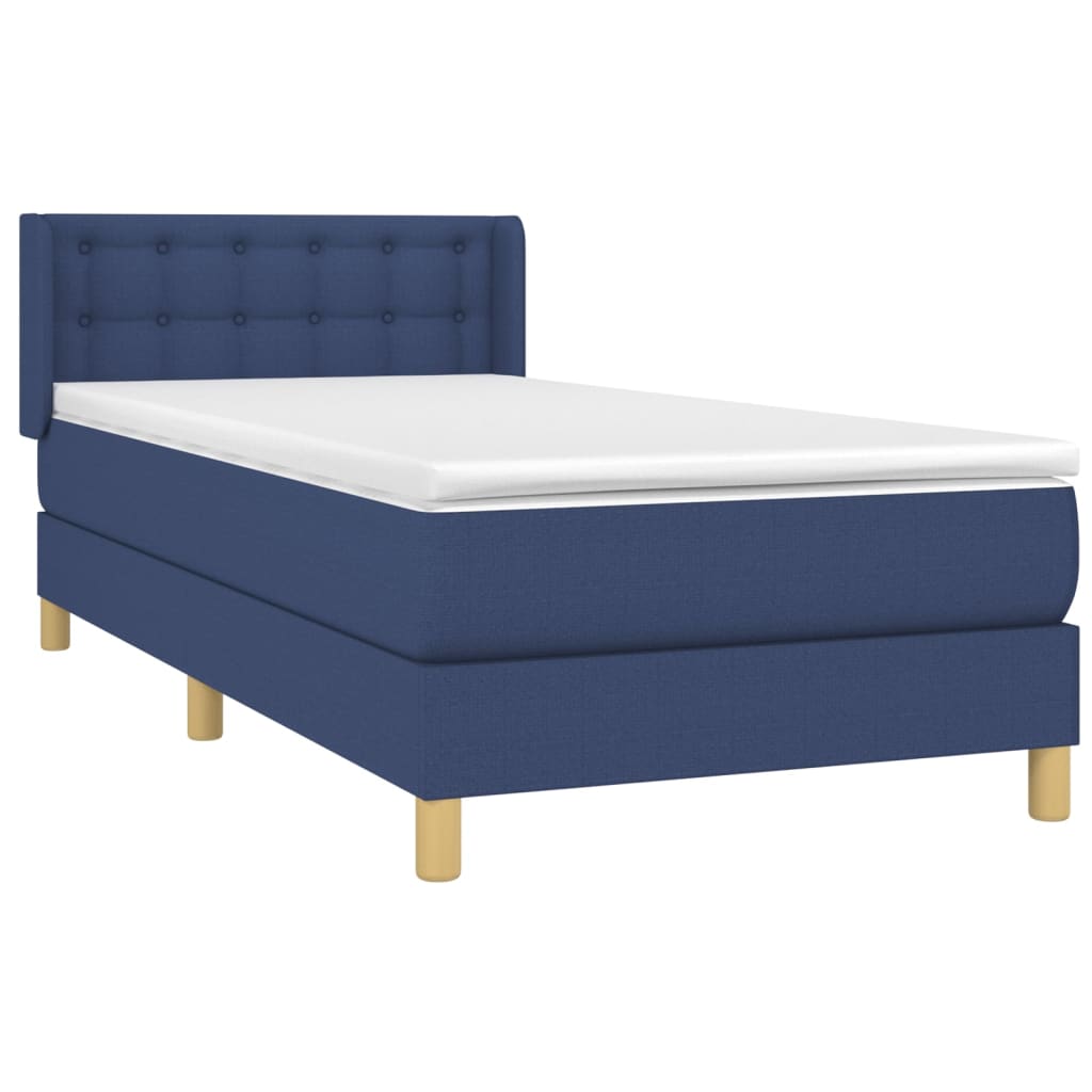 Boxspring Met Matras Stof Blauw 90 x 190 cm Knopen