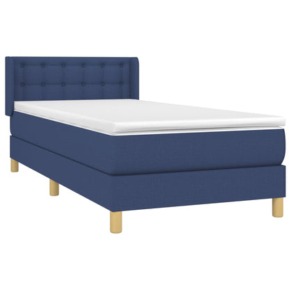 Boxspring Met Matras Stof Blauw 90 x 190 cm Knopen