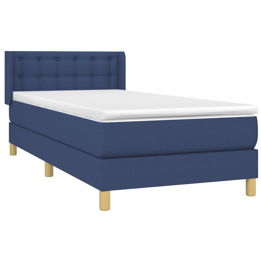 Boxspring Met Matras Stof Blauw 90 x 190 cm Knopen