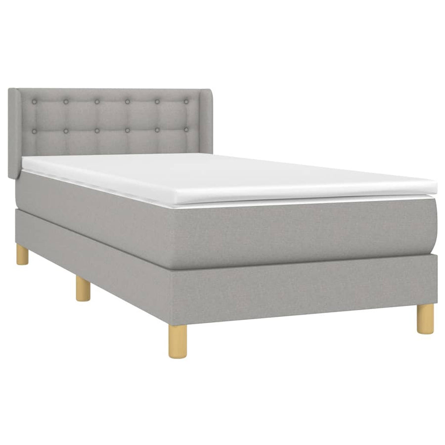 Boxspring Met Matras Stof Lichtgrijs 90 x 200 cm Knopen