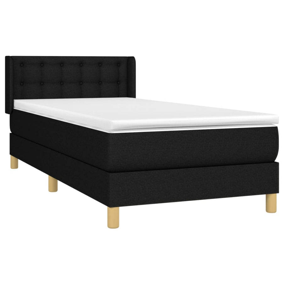 Boxspring Met Matras Stof Zwart 90 x 200 cm Knopen