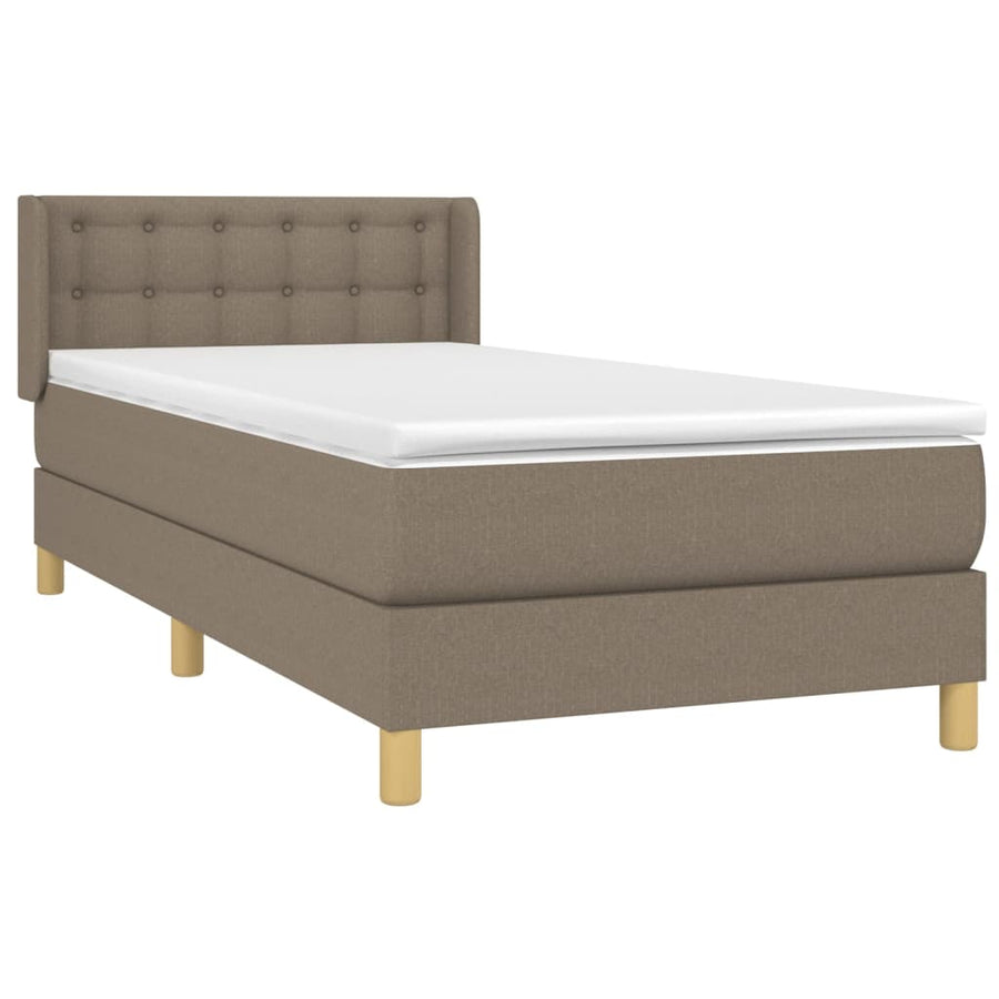 Boxspring met matras stof taupe 90x200 cm
