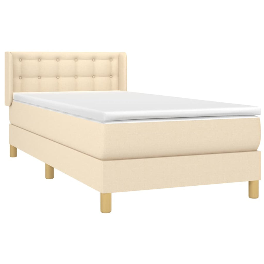 Boxspring met matras stof crèmekleurig 90x200 cm 90 x 200 cm Crème