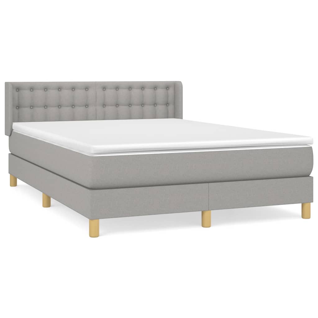 Boxspring Met Matras Stof Lichtgrijs 140 x 190 cm Knopen