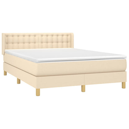 Boxspring Met Matras Stof Kleurig Crème 140 x 190 cm Knopen