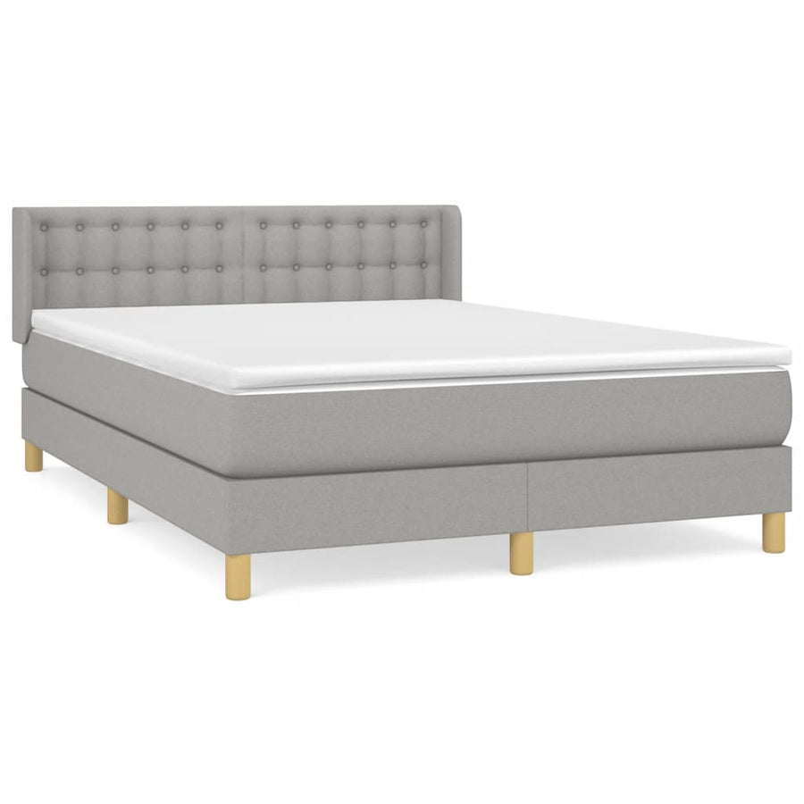 Boxspring Met Matras Stof Lichtgrijs 140 x 200 cm Knopen