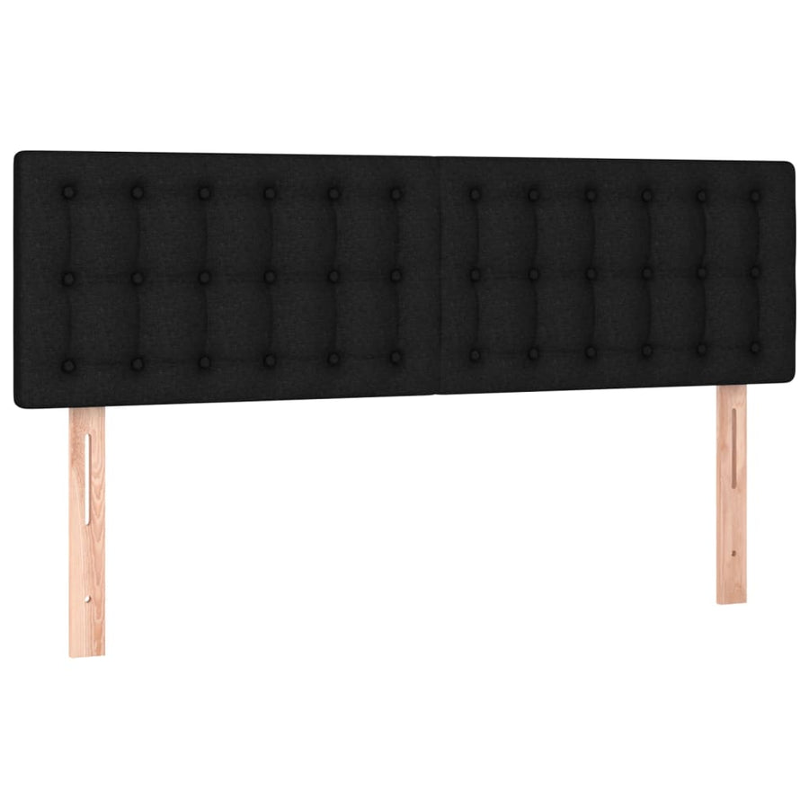 Boxspring Met Matras Stof Zwart 140 x 200 cm Knopen
