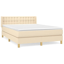 Boxspring Met Matras Stof Kleurig Crème 140 x 200 cm Knopen