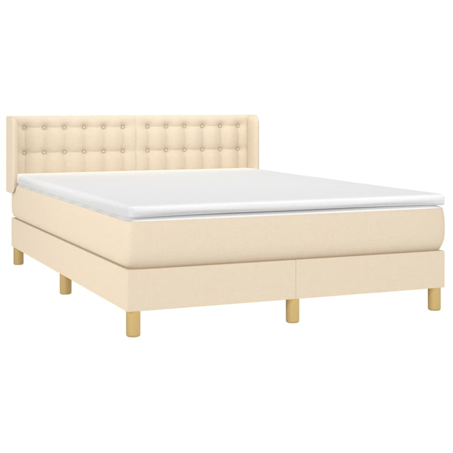 Boxspring Met Matras Stof Kleurig Crème 140 x 200 cm Knopen