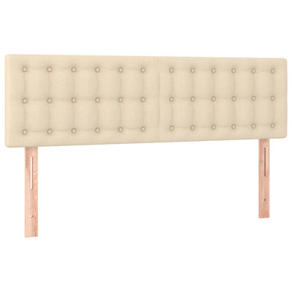 Boxspring Met Matras Stof Kleurig Crème 140 x 200 cm Knopen