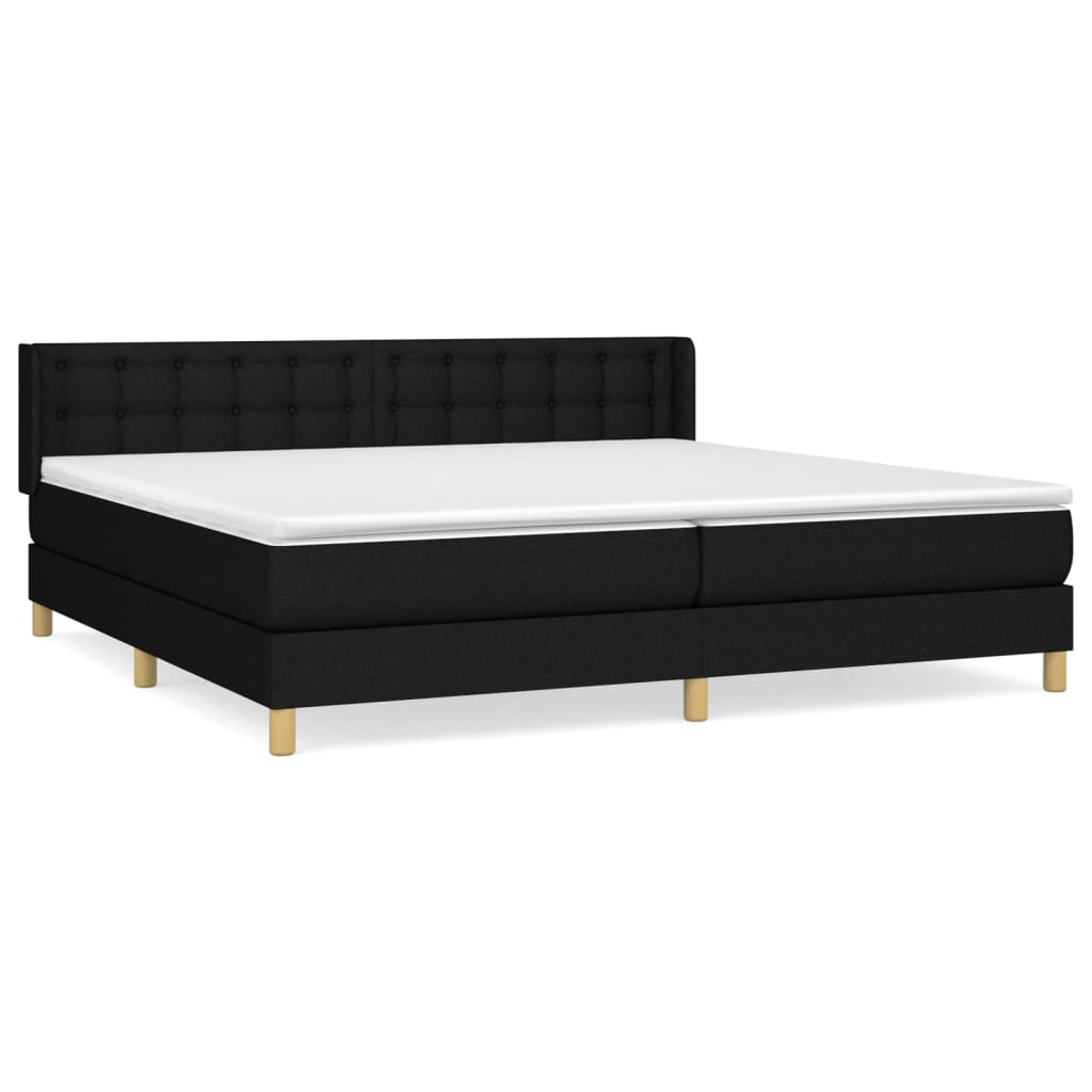 Boxspring Met Matras Stof Zwart 160 x 200 cm Knopen