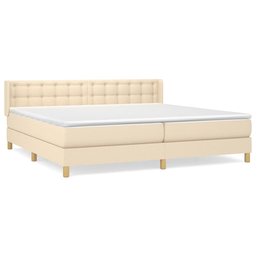 Boxspring Met Matras Stof Kleurig Crème 160 x 200 cm Knopen