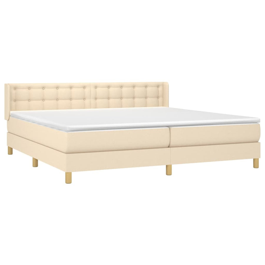 Boxspring Met Matras Stof Kleurig Crème 160 x 200 cm Knopen