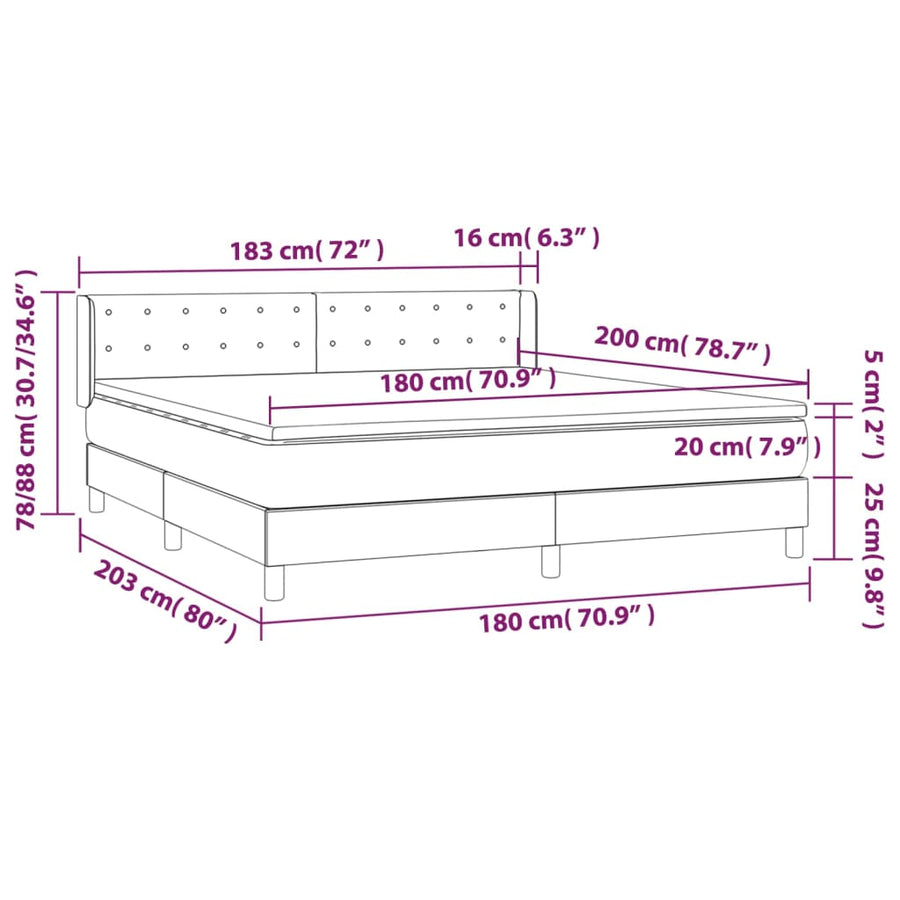 Boxspring Met Matras Stof Donkergrijs 180X200 Cm Donkergrijs 180 x 200 cm Knopen