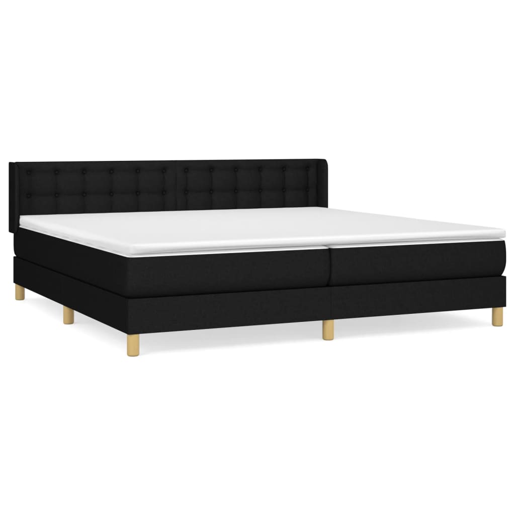 Boxspring Met Matras Stof Zwart 180 x 200 cm Knopen