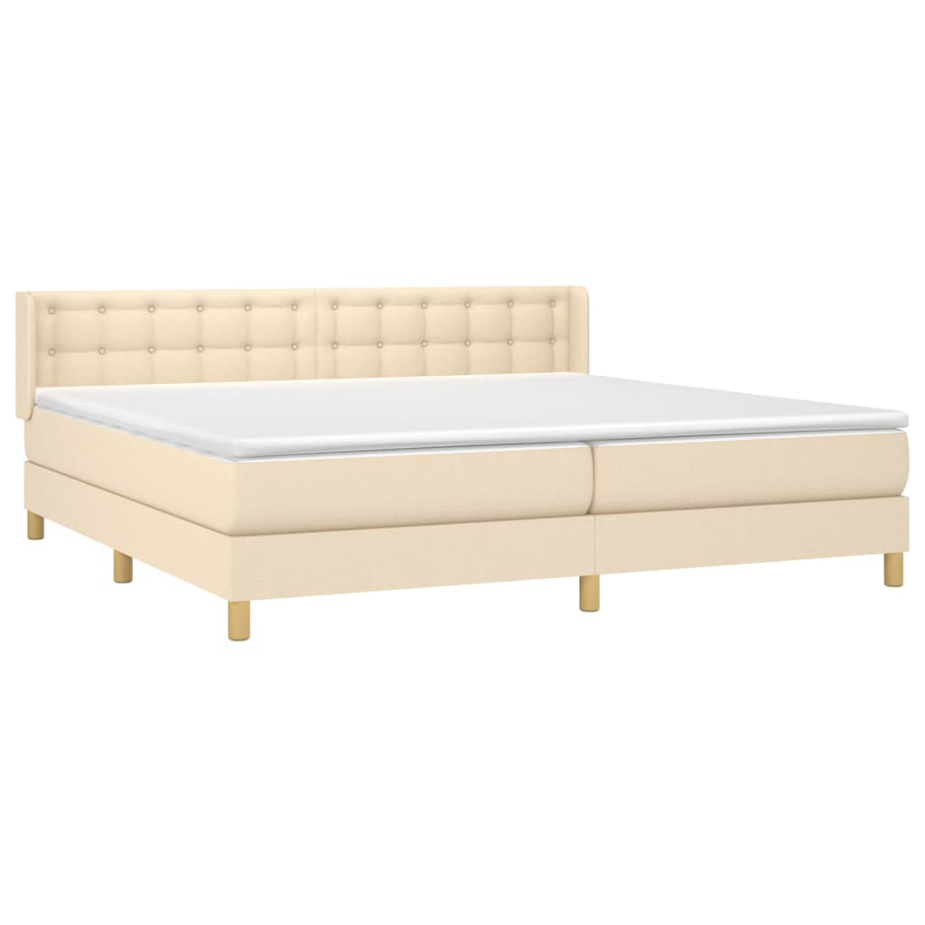 Boxspring Met Matras Stof Crèmekleurig 180X200 Cm 180 x 200 cm Knopen