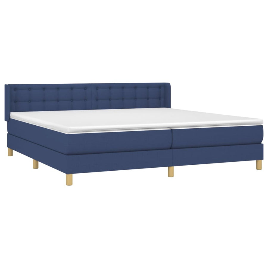 Boxspring Met Matras Stof Blauw 180X200 Cm 180 x 200 cm Knopen
