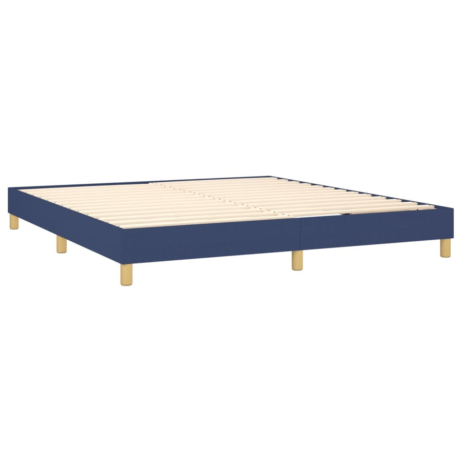 Boxspring Met Matras Stof Blauw 180X200 Cm 180 x 200 cm Knopen