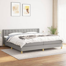 Boxspring Met Matras Stof Lichtgrijs 200 x 200 cm Knopen