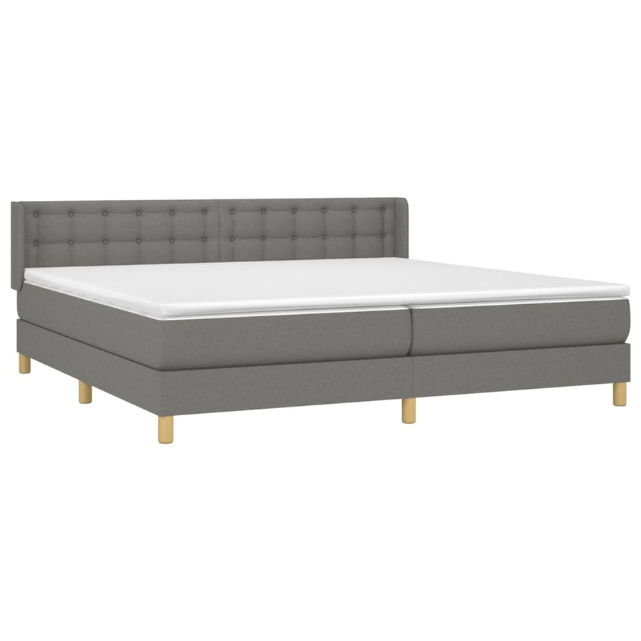 Boxspring Met Matras Stof Donkergrijs 200 x 200 cm Knopen