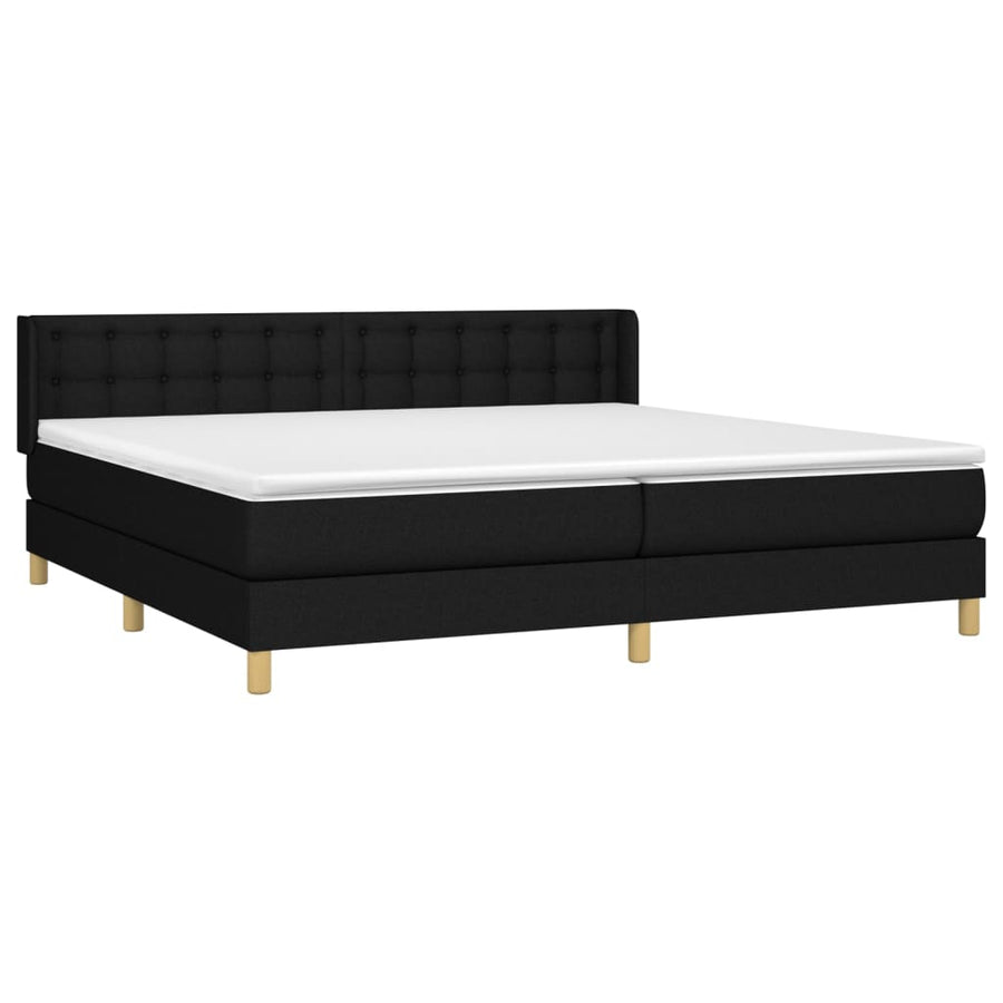 Boxspring Met Matras Stof Zwart 200 x 200 cm Knopen