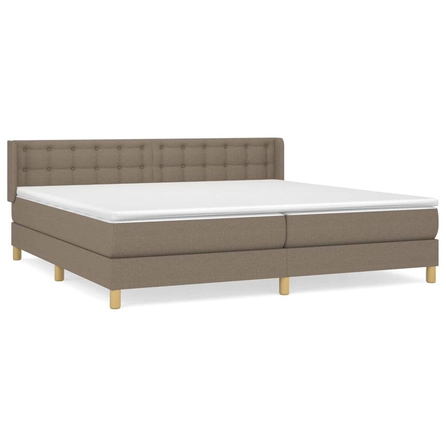 Boxspring Met Matras Stof Taupe 200X200 Cm Taupe 200 x 200 cm Knopen