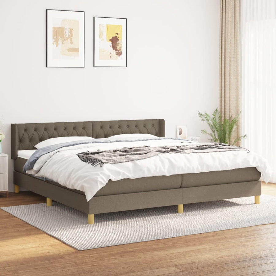 Boxspring Met Matras Stof Taupe 200X200 Cm Taupe 200 x 200 cm Knopen
