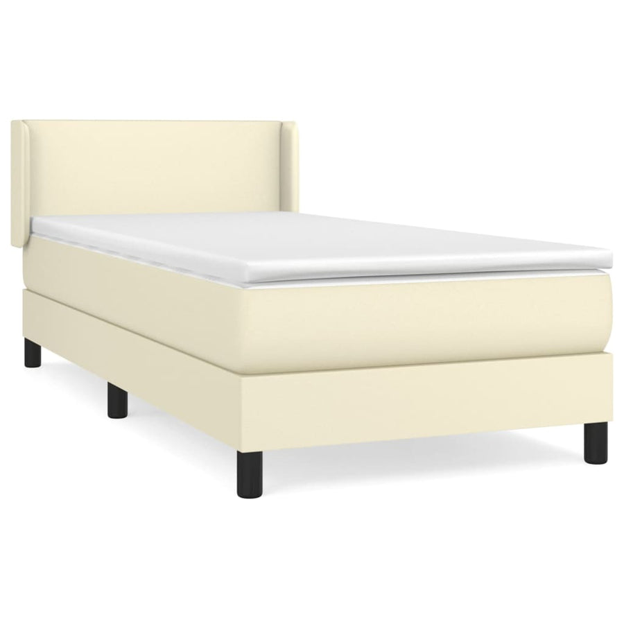 Boxspring Met Matras Kunstleer Kleurig Crème 80 x 200 cm