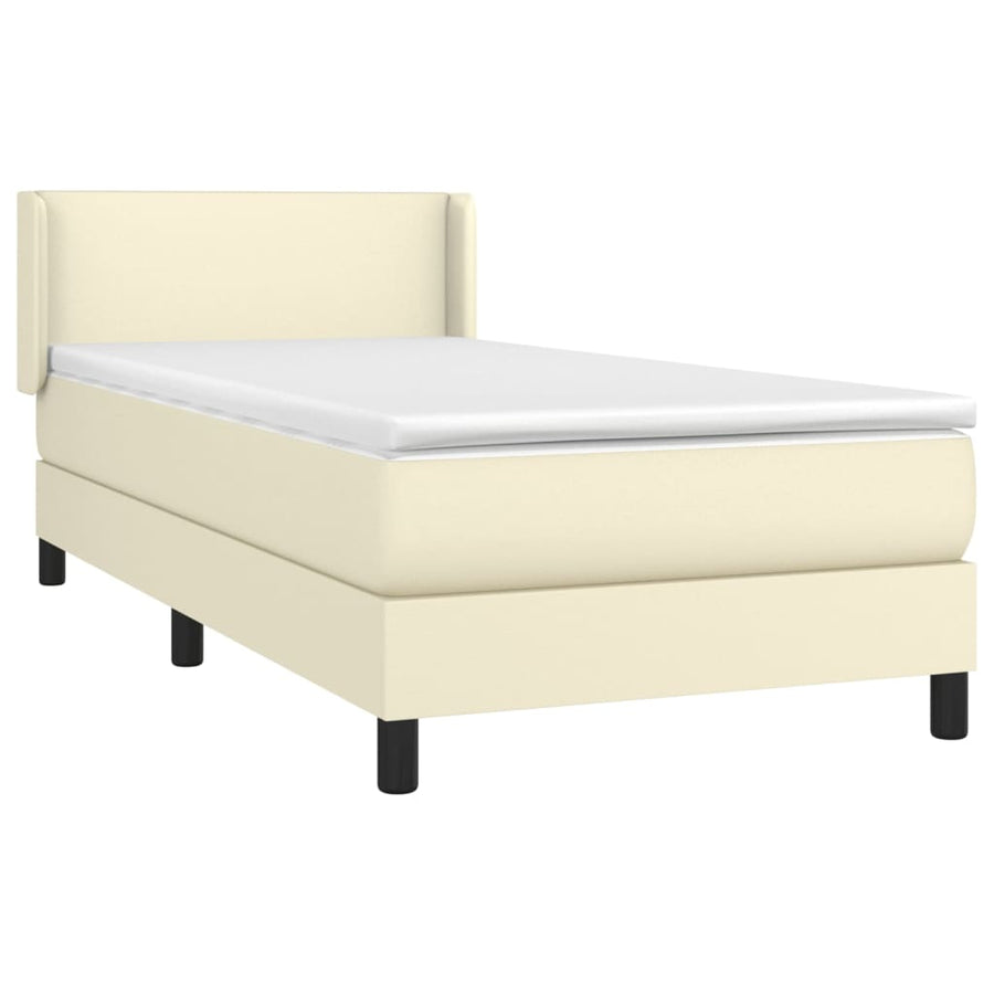 Boxspring Met Matras Kunstleer Kleurig Crème 80 x 200 cm