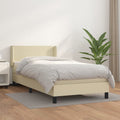 Boxspring Met Matras Kunstleer Kleurig Crème 80 x 200 cm