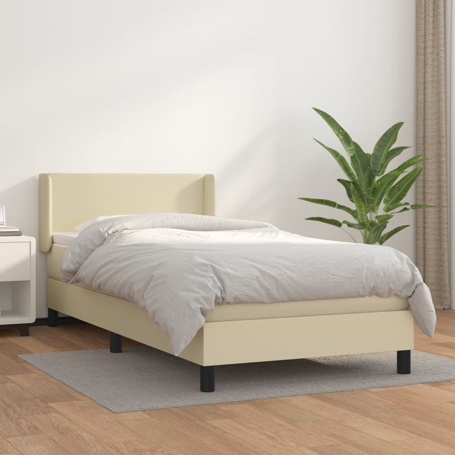 Boxspring Met Matras Kunstleer Kleurig Crème 80 x 200 cm