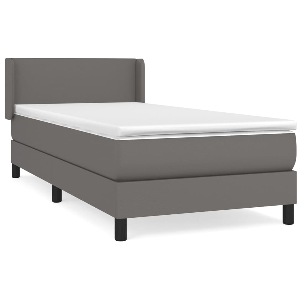 Boxspring Met Matras Kunstleer Grijs 80 x 200 cm Effen ontwerp