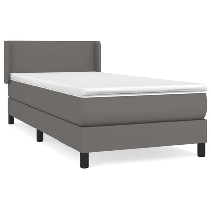 Boxspring Met Matras Kunstleer Grijs 80 x 200 cm Effen ontwerp
